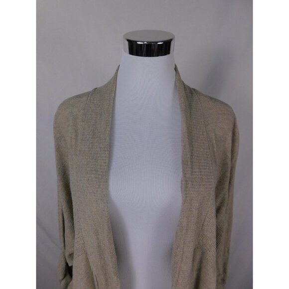 Leo & Nicole Cardigan Sweater Womens XL Beige Open Front Long Lightweight Knit - Picture 2 of 10
